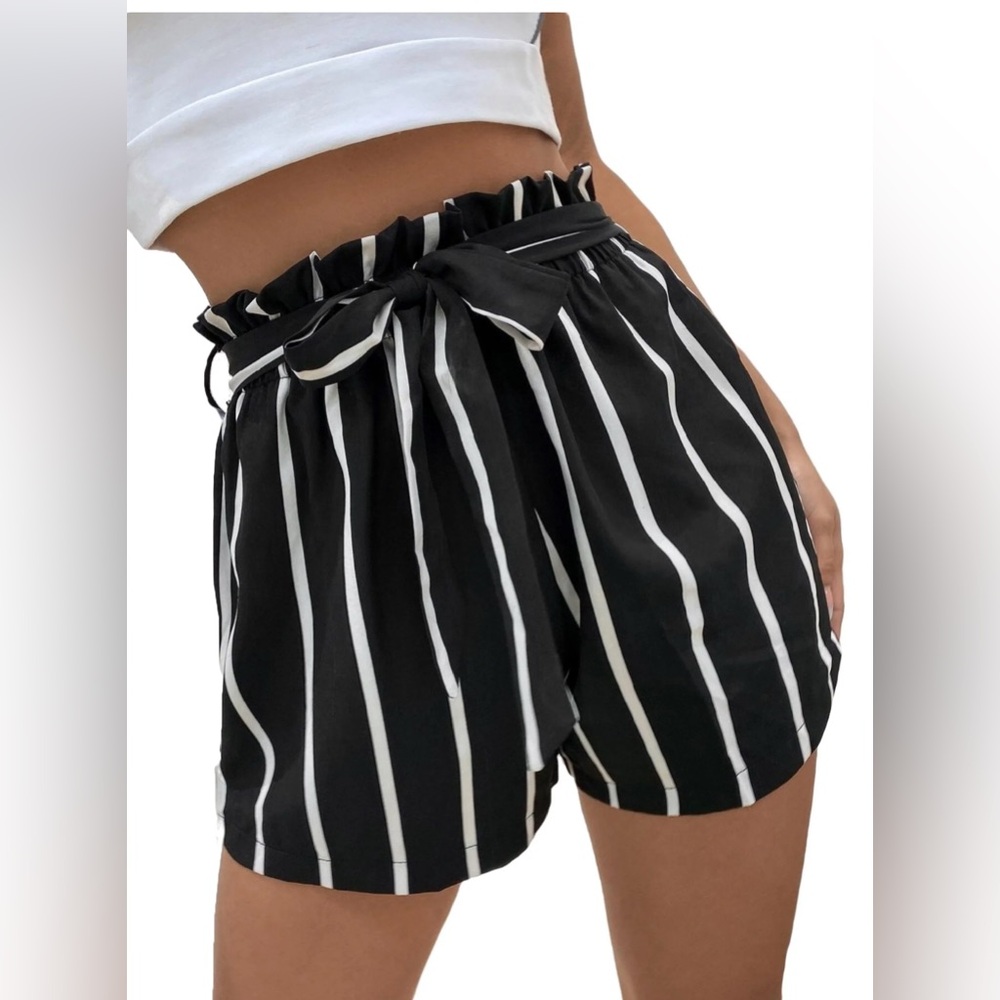 Black and White Striped Shorts